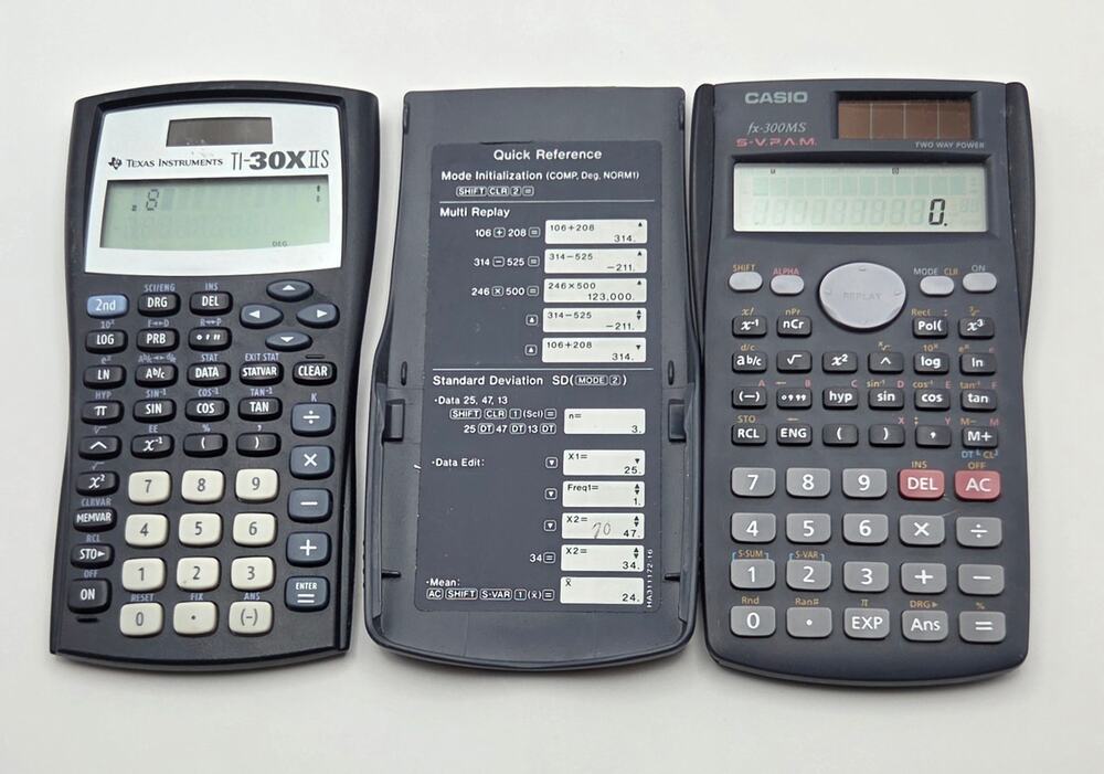 Solar Casio S-V.P.A.M FX-300MS & Texas Instruments TI-30XIIS Tested And Working